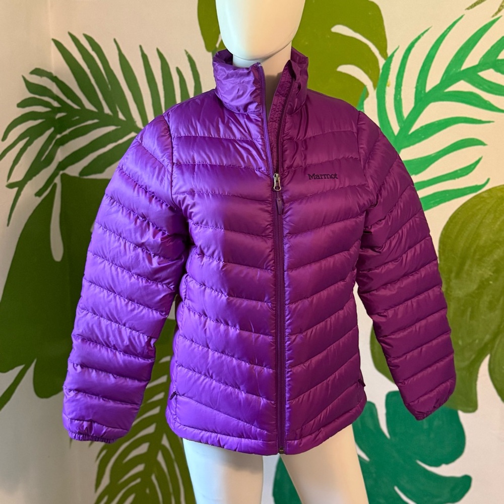 Marmot Womens Bright Purple Quilted Down Puffer Jacket